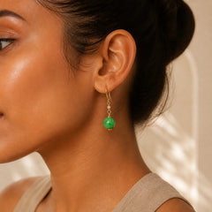 925 Sterling Silver Green Chalcedony Strength Courage Earrings featuring Silver, Green Chalcedony, Chalcedony