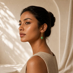 925 Sterling Silver Green Chalcedony Strength Courage Earrings featuring Silver, Green Chalcedony, Chalcedony