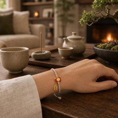 925 Sterling Silver Handmade Auspicious Chinese Character Blessing Braided String Bracelet featuring Silver