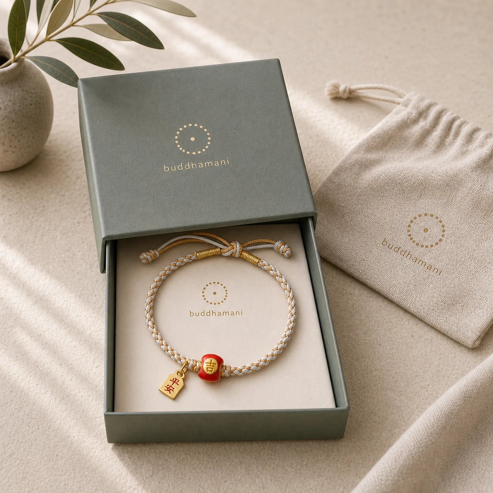 925 Sterling Silver Handmade Auspicious Chinese Character Blessing Braided String Bracelet featuring Silver