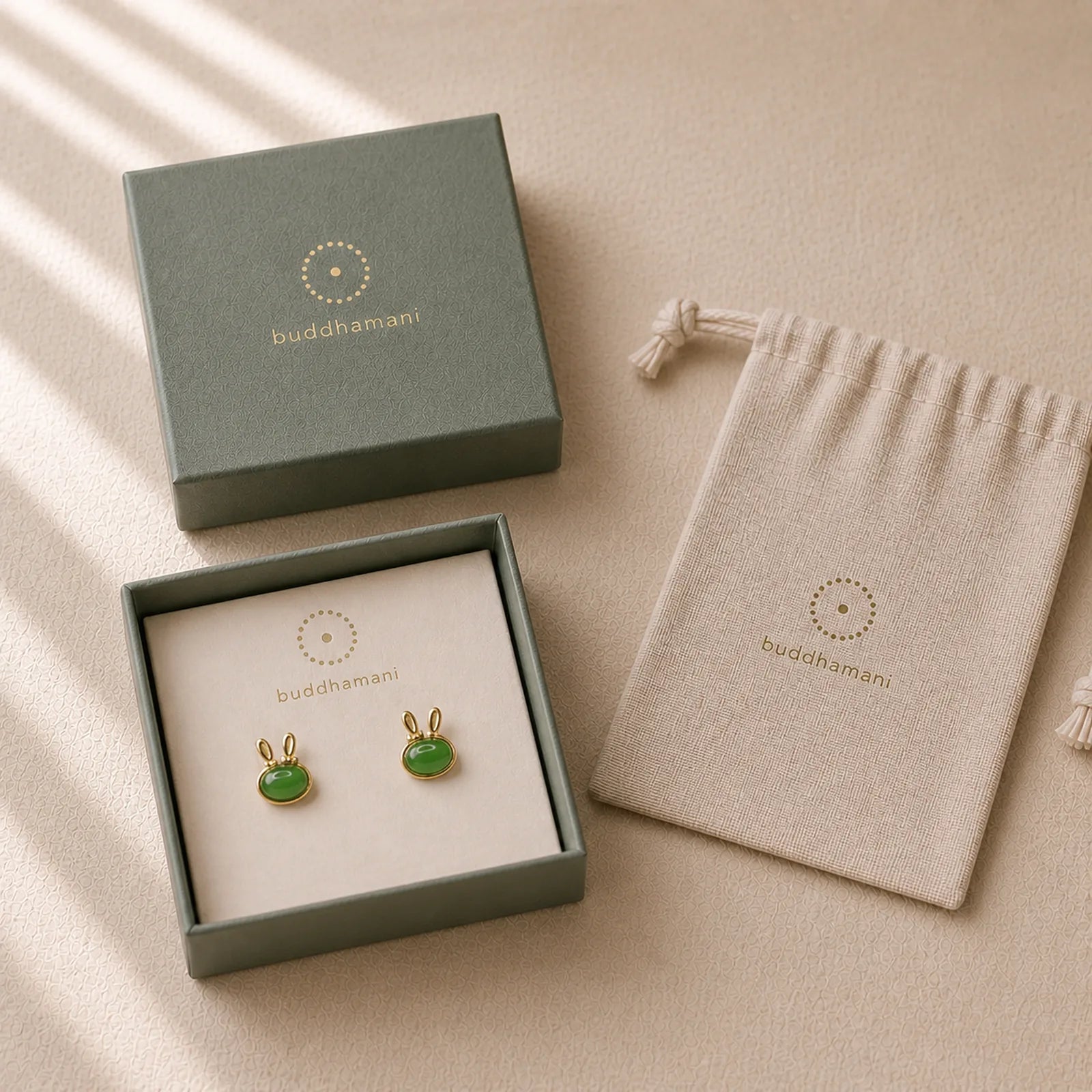 925 Sterling Silver Hetian Cyan Jade Cute Rabbit Luck Stud Earrings featuring Silver, Cyan Jade, Jade