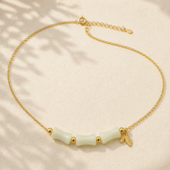 925 Sterling Silver Hetian Jade Bamboo Fu Character Prosperity Necklace Pendant Bracelet featuring Silver, Jade, Bamboo