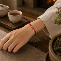 925 Sterling Silver Hetian Jade Blessing Wealth Red String Bracelet featuring Silver, Jade, Red String