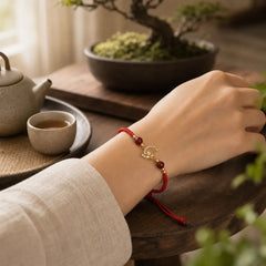 925 Sterling Silver Hetian Jade Cinnabar Koi Fish Year Of Snake Red String Protection Braided Bracelet featuring Silver, Jade, Cinnabar