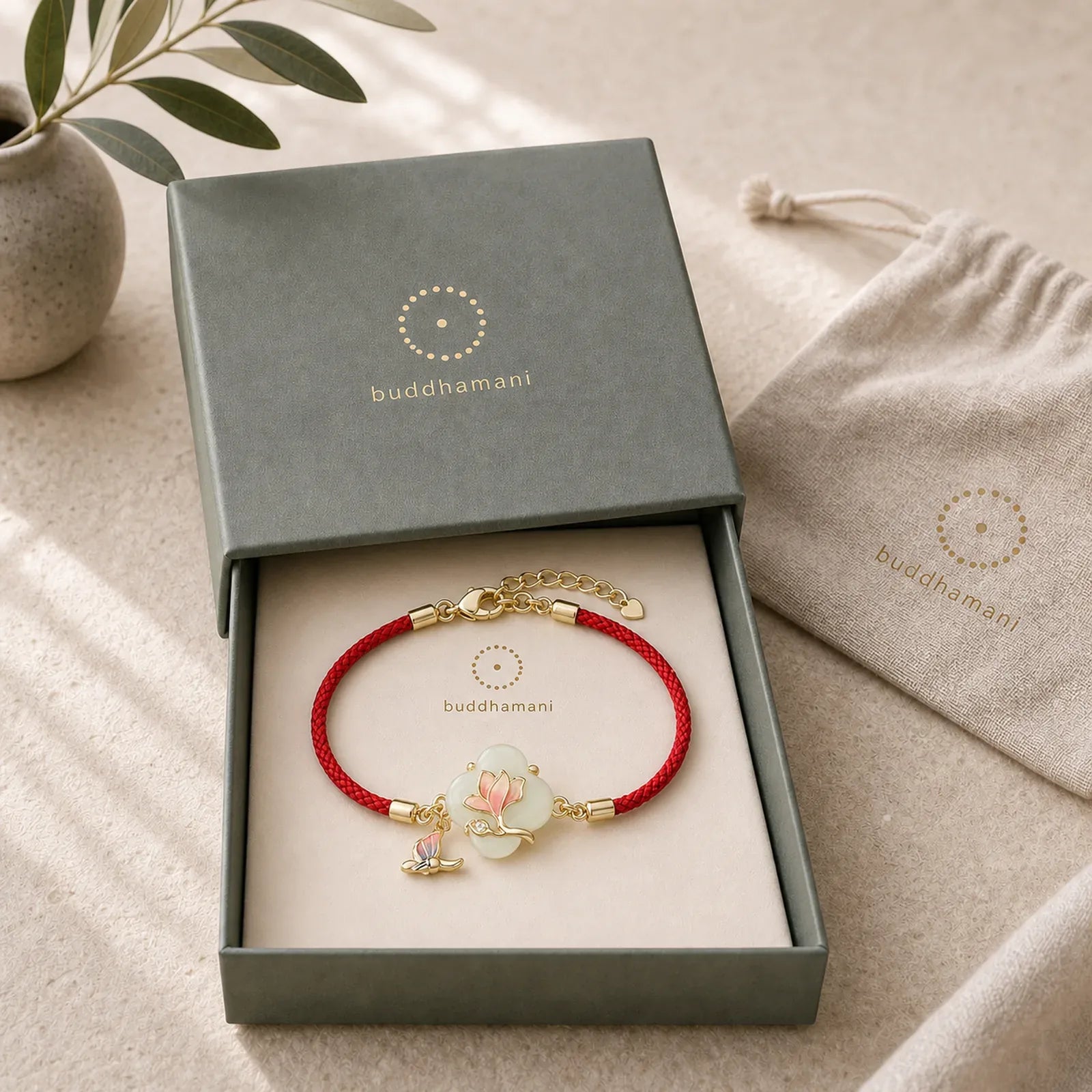 925 Sterling Silver Hetian Jade Magnolia Flower Butterfly Luck Chain Bracelet featuring Silver, Jade, Butterfly