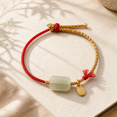 925 Sterling Silver Hetian Jade Prosperity Bracelet featuring Silver, Jade