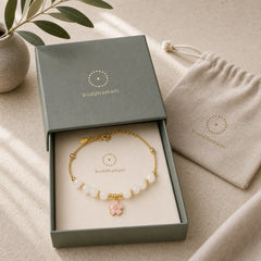 925 Sterling Silver Hetian White Jade Cherry Blossom Protection Bracelet featuring Silver, White Jade, Jade
