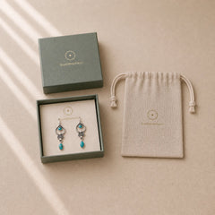 925 Sterling Silver Hook Vintage Copper Plated Silver Turquoise Waterdrop Pattern Balance Drop Dangle Earrings featuring Silver, Copper, Turquoise