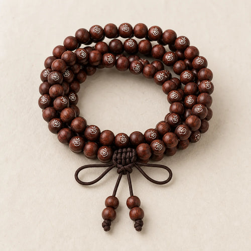 925 Sterling Silver Inlaid Small Leaf Red Sandalwood Om Mani Padme Hum Character Auspicious Clouds Protection Bracelet featuring Silver, Small Leaf Red Sandalwood, Red Sandalwood
