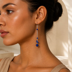 925 Sterling Silver Lazurite Beads Serenity Drop Earrings featuring Silver, Lapis Lazuli (Lazurite)