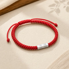 925 Sterling Silver Letter Engraving Blessing String Bracelet featuring Silver, Red String