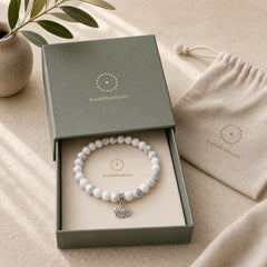 925 Sterling Silver Lotus Design Natural White Turquoise Wealth Bracelet featuring Silver, Lotus, White Turquoise