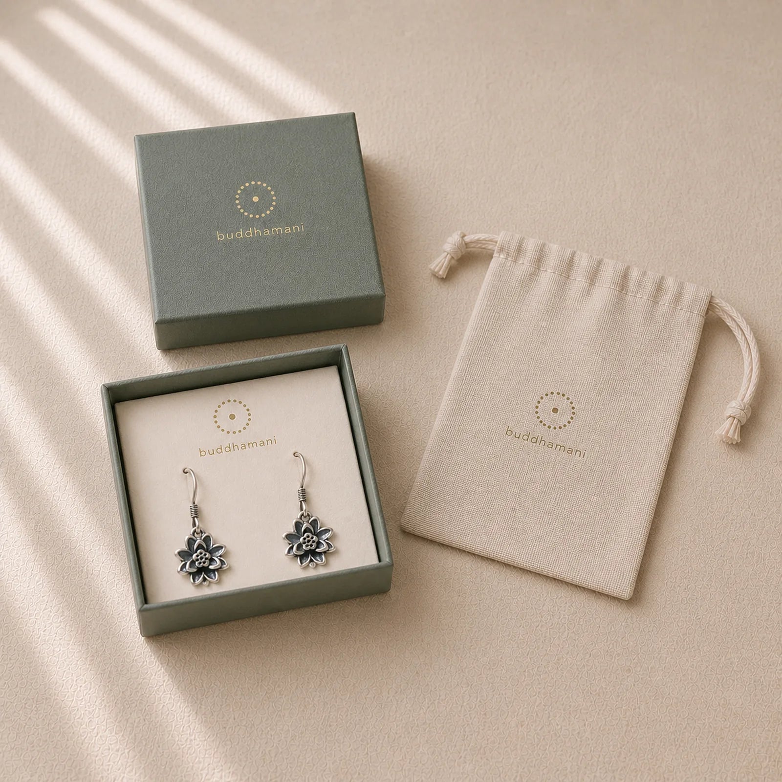 925 Sterling Silver Lotus Flower Enlightenment Earrings featuring Silver, Lotus, Lotus Symbol