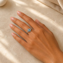 925 Sterling Silver Lotus Zircon Blessing Protection Ring featuring Silver, Lotus, Lotus Symbol