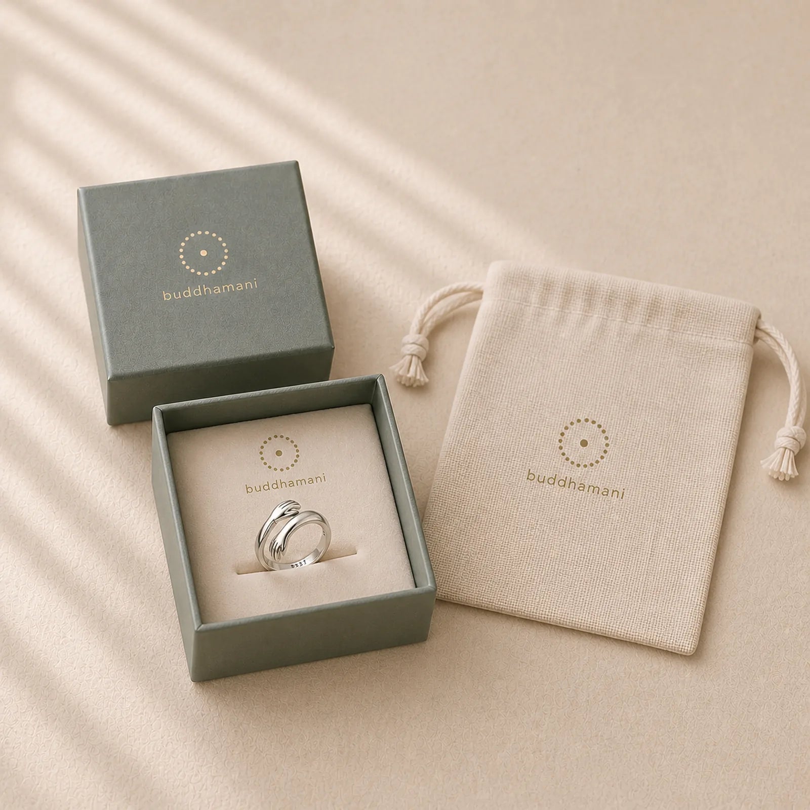 925 Sterling Silver Love Hug Thumb Ring featuring Silver