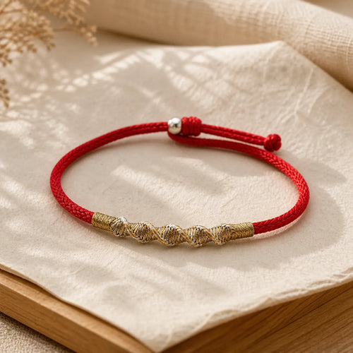 925 Sterling Silver Luck Strength Red String Protection Braid Bracelet featuring Silver, Red String