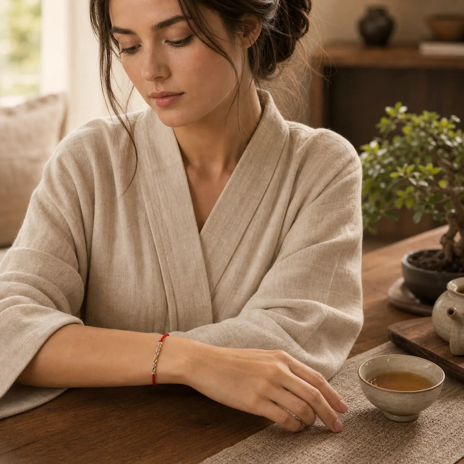 925 Sterling Silver Luck Strength Red String Protection Braid Bracelet featuring Silver, Red String