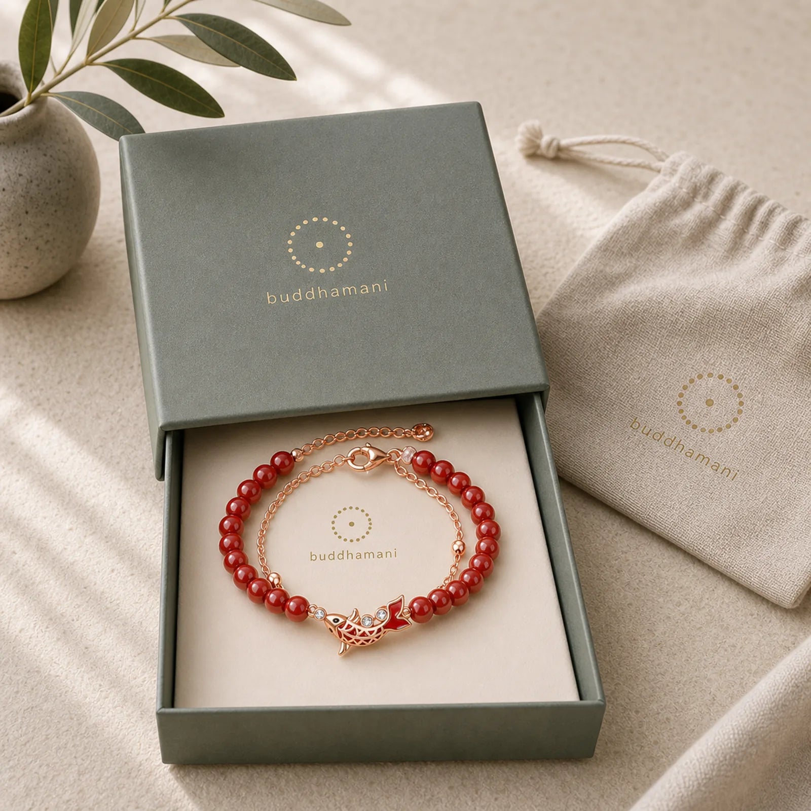 925 Sterling Silver Lucky Koi Fish Cinnabar Zircon Prosperity Double Layer Chain Bracelet featuring Silver, Koi Fish, Cinnabar