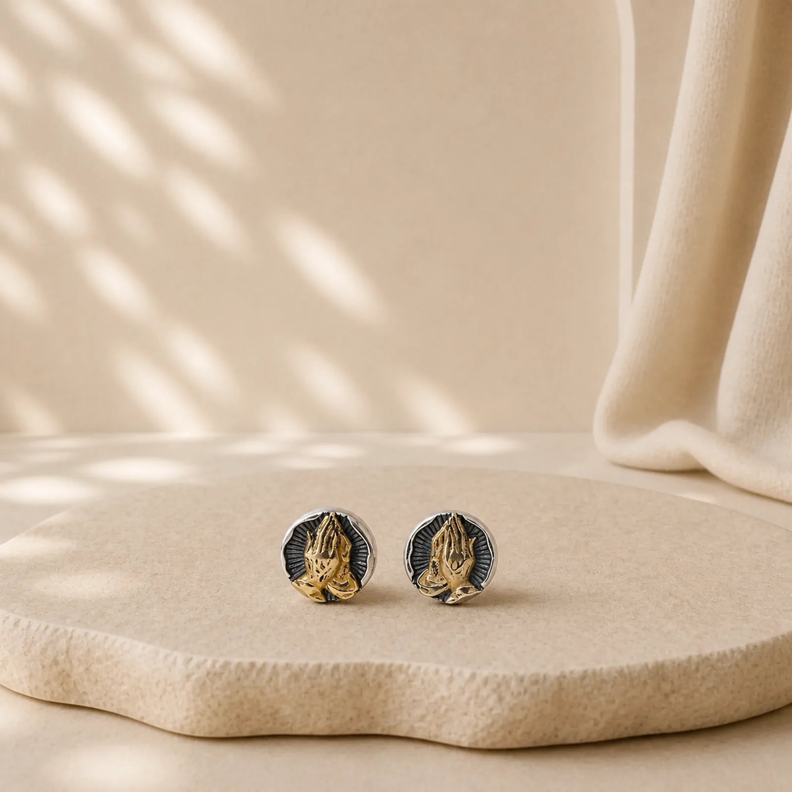 925 Sterling Silver Namaste Equality Stud Earrings featuring Silver, Namaste, Copper