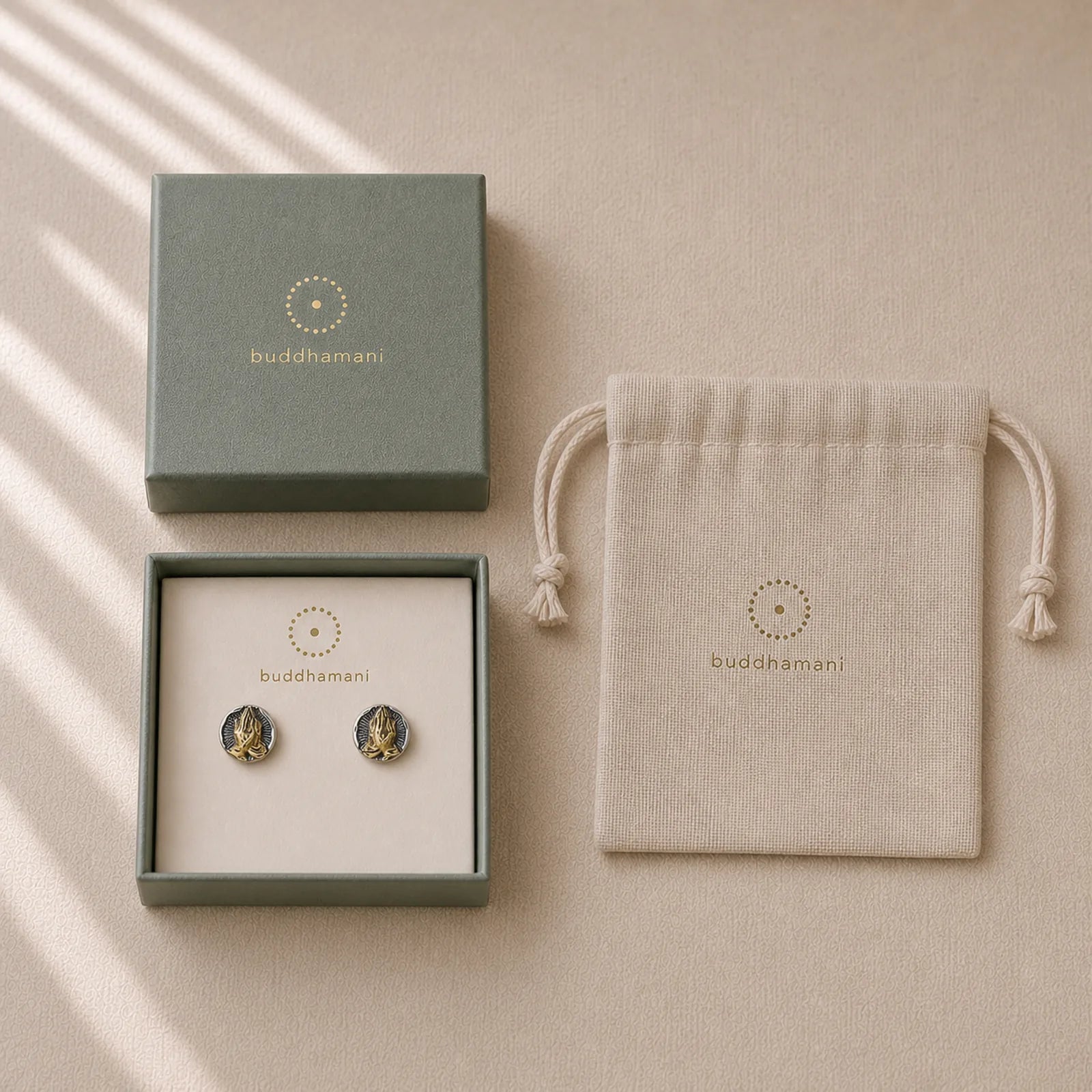 925 Sterling Silver Namaste Equality Stud Earrings featuring Silver, Namaste, Copper