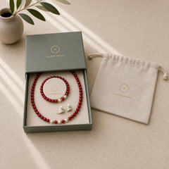 925 Sterling Silver Natural Cinnabar Pearl Blessing Necklace Pendant Bracelet Earrings Jewelry Set featuring Silver, Cinnabar, Pearl