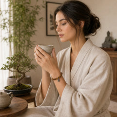 925 Sterling Silver Natural Golden Sea Willow Zakiram Goddess of Wealth Lucky fortune Fu Character Success Bracelet featuring Silver, Golden Sea Willow, Fu Character