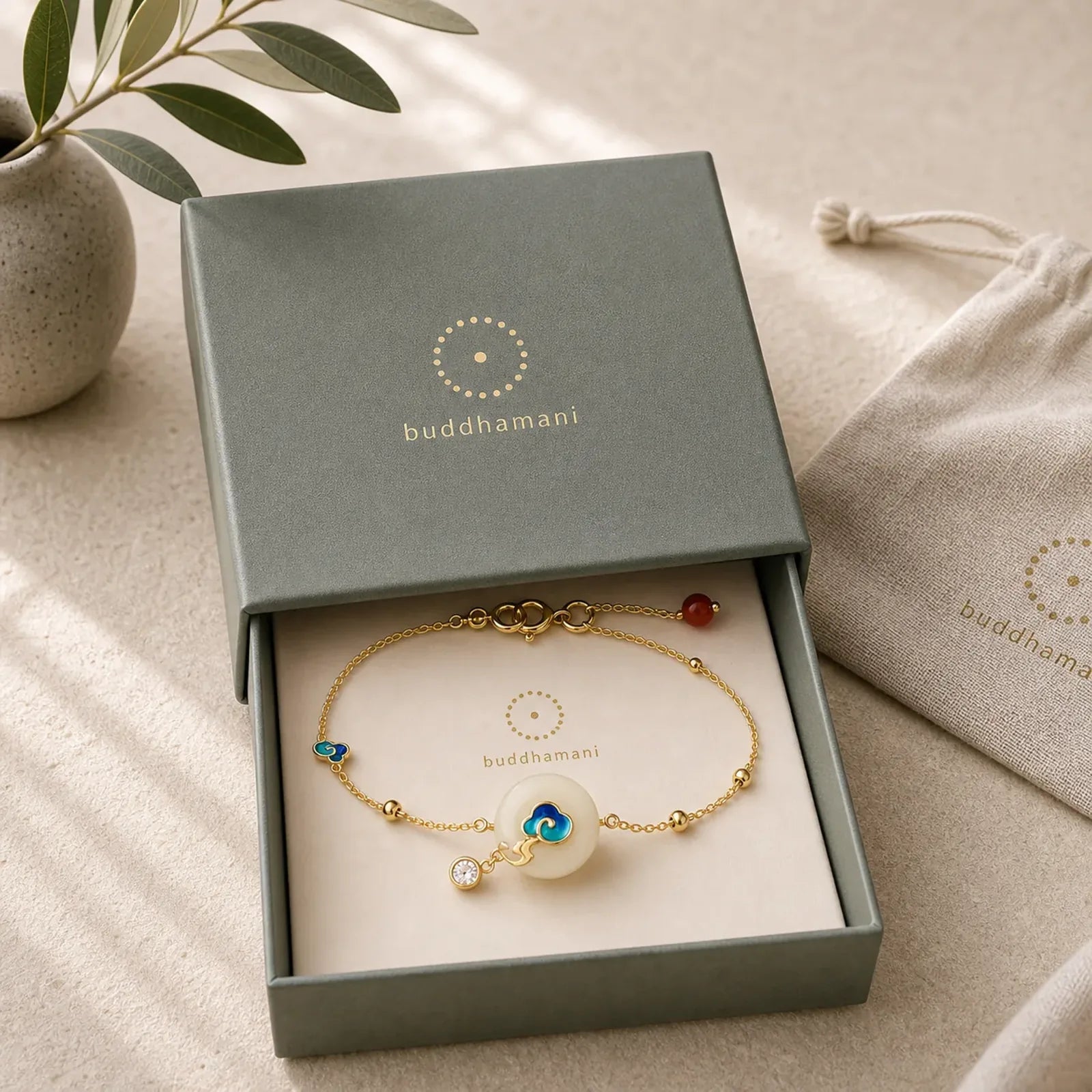 925 Sterling Silver Natural Hetian Jade Auspicious Clouds Abundance Bracelet featuring Silver, Jade