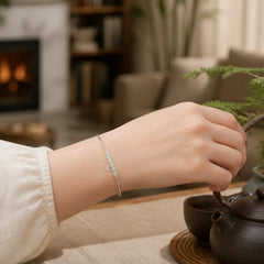 925 Sterling Silver Natural Hetian Jade Luck Butterfly Charm Bracelet featuring Silver, Jade, Butterfly