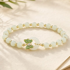 925 Sterling Silver Natural Hetian Jade Peace Buckle Butterfly Zircon Luck Bracelet Necklace Pendant featuring Silver, Jade, Peace Buckle