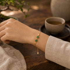 925 Sterling Silver Natural Hetian White Jade Cyan Jade Lovely Fox Luck Bracelet featuring Silver, White Jade, Jade