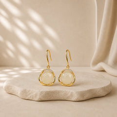 925 Sterling Silver Natural Hetian White Jade Cyan Jade Protection Earrings (Extra 35% Off | USE CODE: FS35) featuring Silver, White Jade, Jade