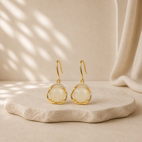 925 Sterling Silver Natural Hetian White Jade Cyan Jade Protection Earrings (Extra 35% Off | USE CODE: FS35) featuring Silver, White Jade, Jade