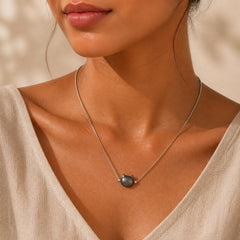925 Sterling Silver Natural Silver Sheen Obsidian Gold Sheen Obsidian Cat Necklace featuring Silver, Silver Sheen Obsidian, Obsidian