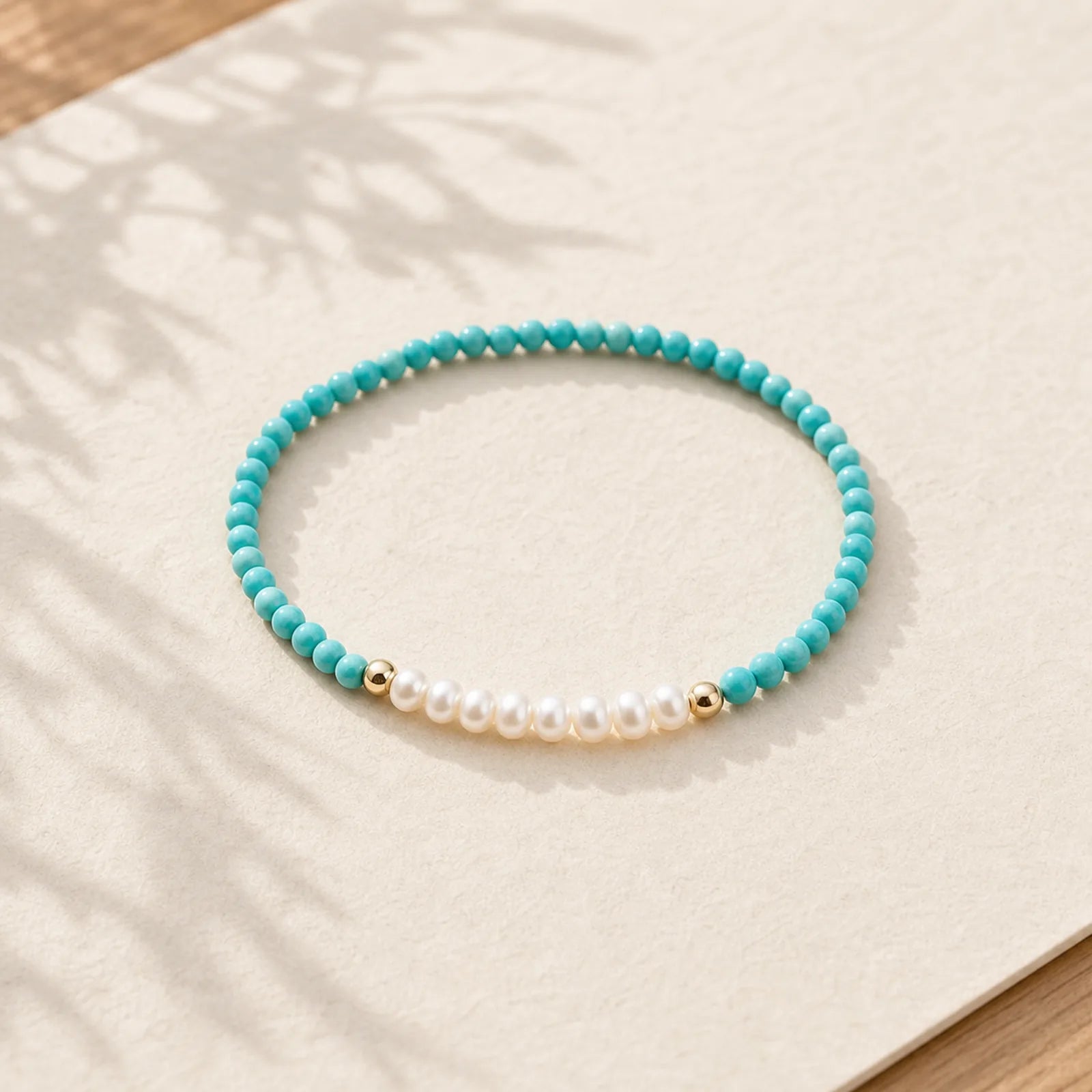 925 Sterling Silver Natural Turquoise Pearl Beaded Bracelet featuring Silver, Turquoise, Pearl