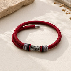 925 Sterling Silver Om Mani Padme Hum Peace Red String Bracelet featuring Silver, Om Mani Padme Hum, Om