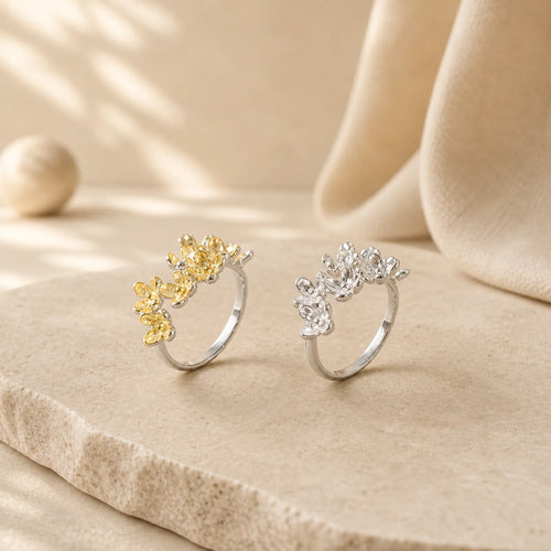 925 Sterling Silver Osmanthus Fragrans Ring featuring Silver