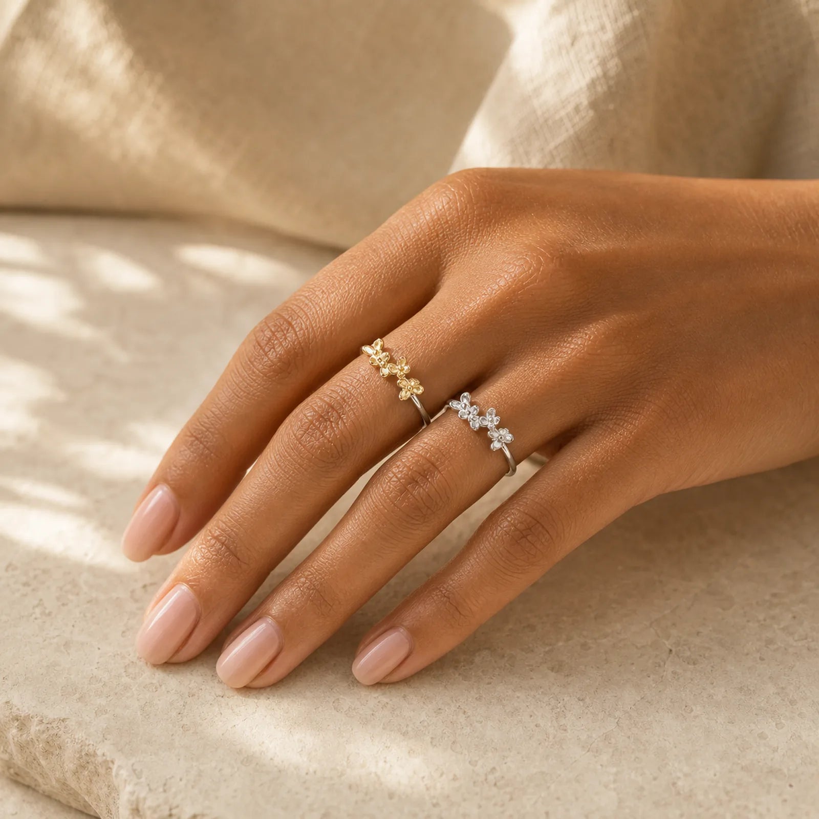 925 Sterling Silver Osmanthus Fragrans Ring featuring Silver