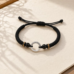 925 Sterling Silver Peace Buckle Auspicious Clouds Fortune Braided Bracelet featuring Silver, Peace Buckle, Copper