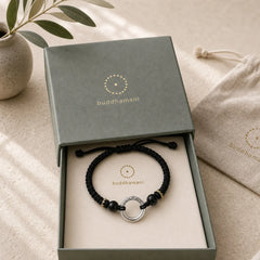 925 Sterling Silver Peace Buckle Auspicious Clouds Fortune Braided Bracelet featuring Silver, Peace Buckle, Copper