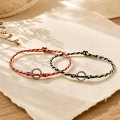 925 Sterling Silver Peace Buckle Luck String Bracelet featuring Silver, Peace Buckle, Tourmaline