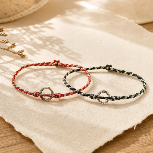 925 Sterling Silver Peace Buckle Luck String Bracelet featuring Silver, Peace Buckle, Tourmaline