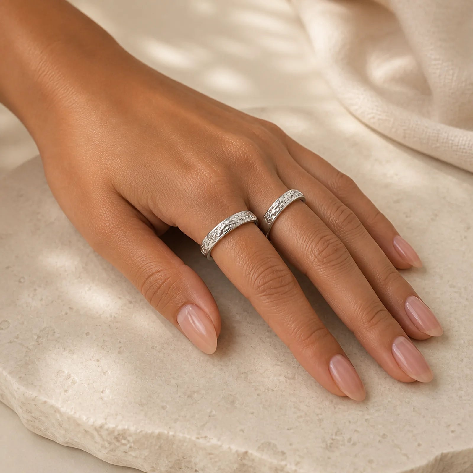 925 Sterling Silver PiXiu Balance Adjustable Couple Ring featuring Silver, Pixiu