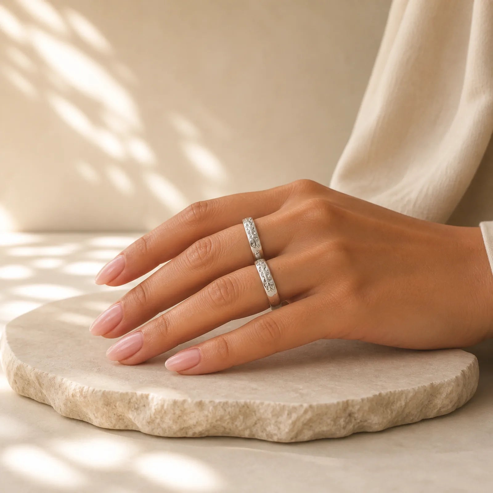 925 Sterling Silver PiXiu Balance Adjustable Couple Ring featuring Silver, Pixiu