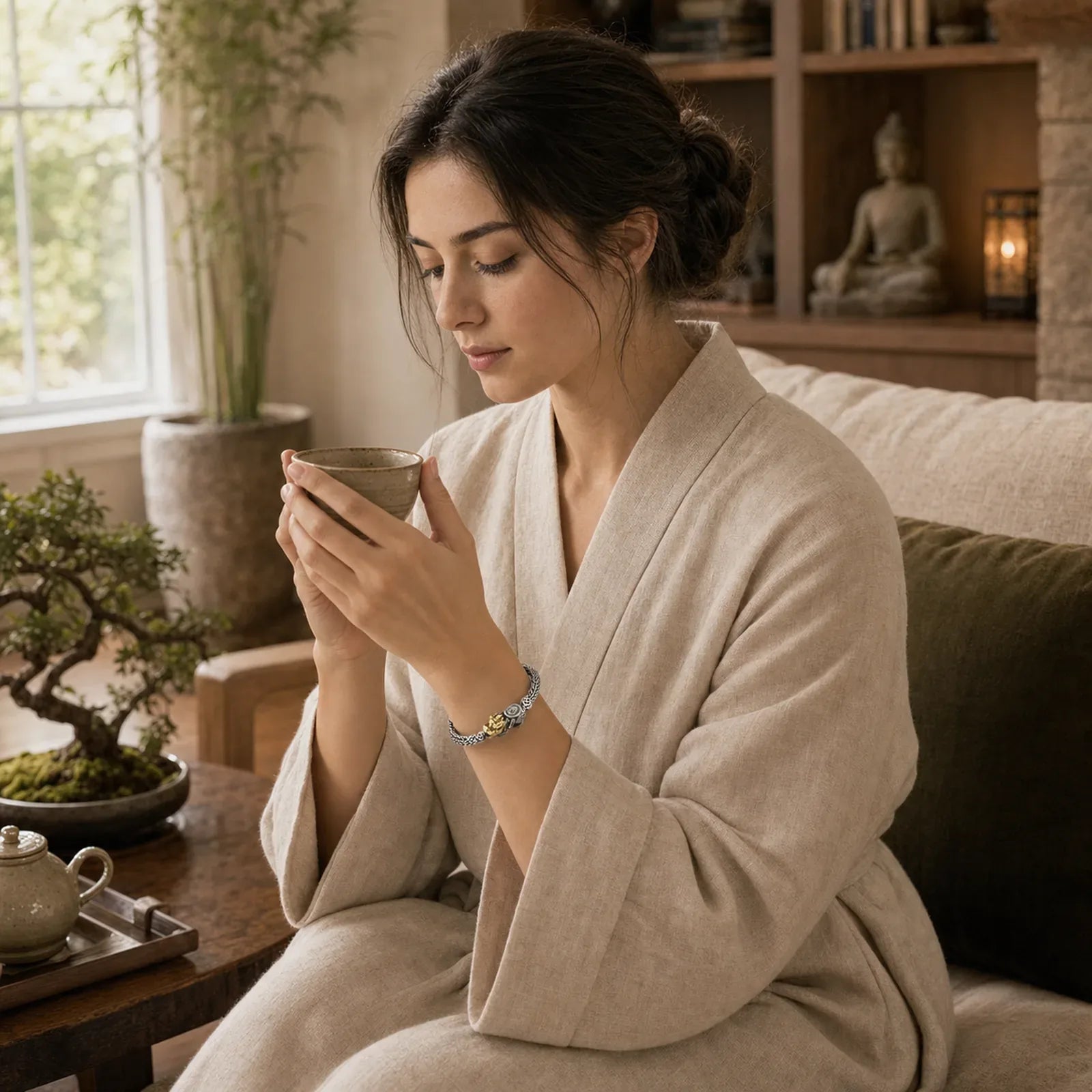 925 Sterling Silver PiXiu Copper Coins Ingot Wealth Bracelet Bangle featuring Silver, Pixiu, Copper
