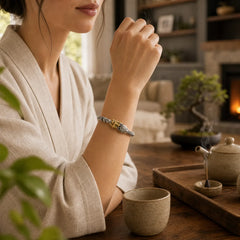 925 Sterling Silver PiXiu Copper Coins Ingot Wealth Bracelet Bangle featuring Silver, Pixiu, Copper