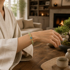 925 Sterling Silver Plated 14K Gold Hetian Jade Lotus Luck Bracelet featuring Silver, Jade, Lotus