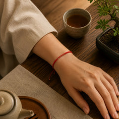 925 Sterling Silver Plated Gold Beads Red String Braided Protection Bracelet featuring Silver, Red String