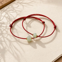 925 Sterling Silver Plated Gold Hetian Jade Lotus Luck Red String Bracelet featuring Silver, Jade, Lotus