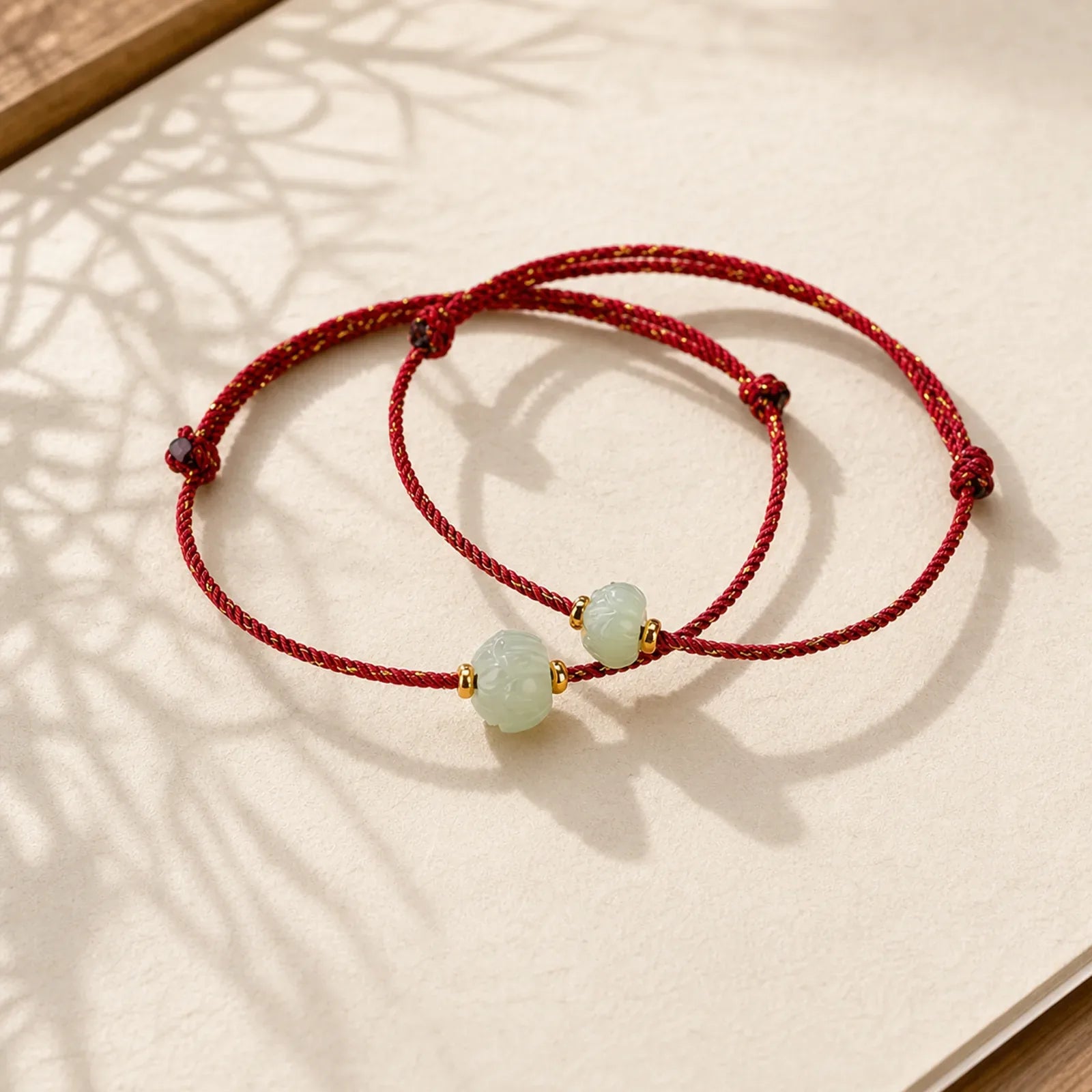 925 Sterling Silver Plated Gold Hetian Jade Lotus Luck Red String Bracelet featuring Silver, Jade, Lotus