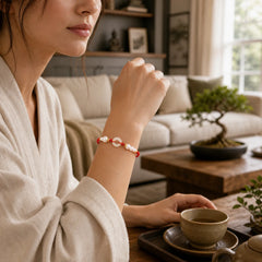 925 Sterling Silver Plated Gold Hetian Jade Peace Buckle Pearl Luck Bracelet featuring Silver, Jade, Peace Buckle
